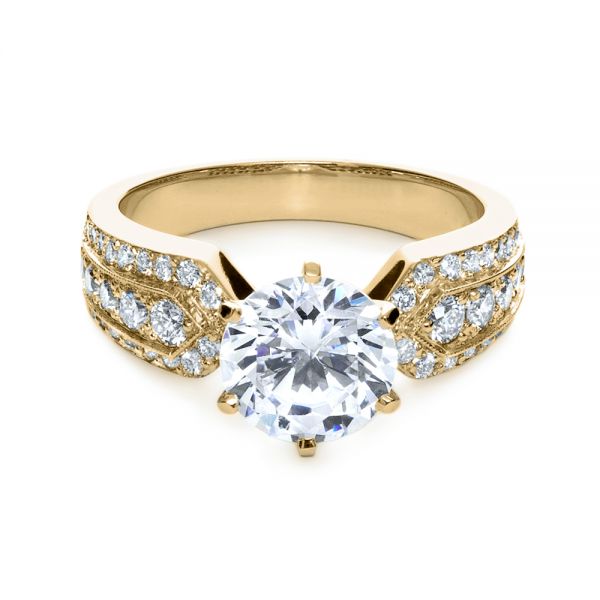 18k Yellow Gold 18k Yellow Gold Bright Cut Diamond Engagement Ring - Flat View -  1115