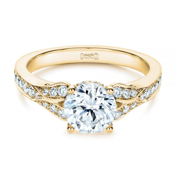 18k Yellow Gold 18k Yellow Gold Bright Cut Diamond Engagement Ring - Flat View -  1239