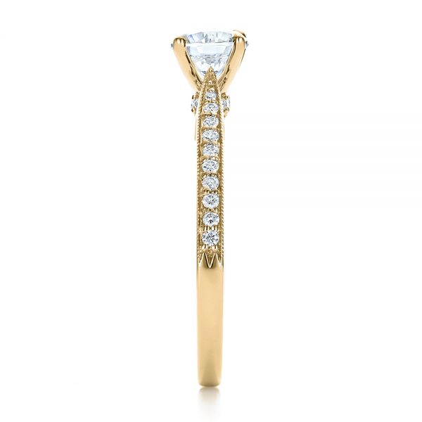 14k Yellow Gold 14k Yellow Gold Bright Cut Diamond Engagement Ring - Side View - 100406