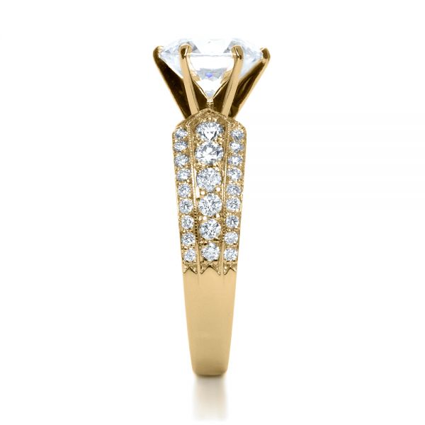18k Yellow Gold 18k Yellow Gold Bright Cut Diamond Engagement Ring - Side View -  1115