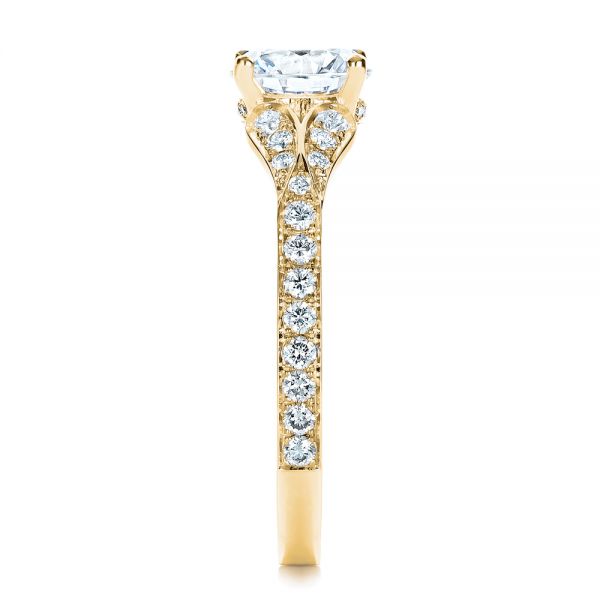 18k Yellow Gold 18k Yellow Gold Bright Cut Diamond Engagement Ring - Side View -  1239
