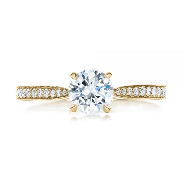 14k Yellow Gold 14k Yellow Gold Bright Cut Diamond Engagement Ring - Top View - 100406