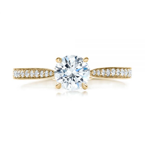 18k Yellow Gold 18k Yellow Gold Bright Cut Diamond Engagement Ring - Top View -  100406