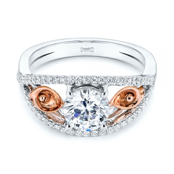 18k Rose Gold And 14K Gold 18k Rose Gold And 14K Gold Calla Lilly Custom Diamond Engagement Ring - Flat View -  105831