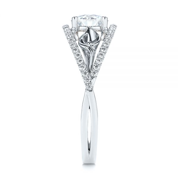 14k White Gold And 14K Gold 14k White Gold And 14K Gold Calla Lilly Custom Diamond Engagement Ring - Side View - 105831