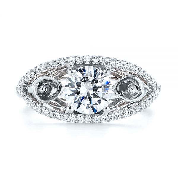 14k White Gold And 14K Gold 14k White Gold And 14K Gold Calla Lilly Custom Diamond Engagement Ring - Top View - 105831