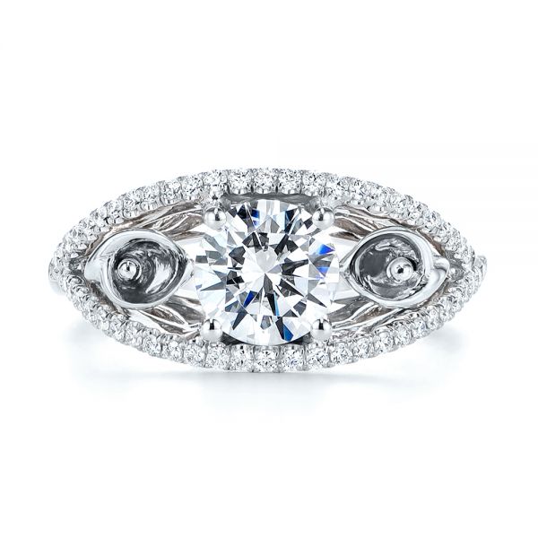  Platinum And Platinum Platinum And Platinum Calla Lilly Custom Diamond Engagement Ring - Top View -  105831 - Thumbnail