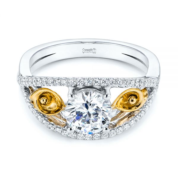 18k Yellow Gold And 14K Gold 18k Yellow Gold And 14K Gold Calla Lilly Custom Diamond Engagement Ring - Flat View -  105831 - Thumbnail