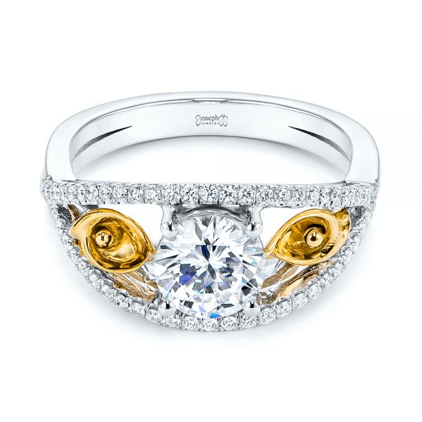 18k Yellow Gold And 18K Gold 18k Yellow Gold And 18K Gold Calla Lilly Custom Diamond Engagement Ring - Flat View - 105831