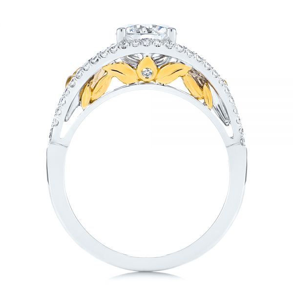 18k Yellow Gold And 14K Gold 18k Yellow Gold And 14K Gold Calla Lilly Custom Diamond Engagement Ring - Front View -  105831 - Thumbnail
