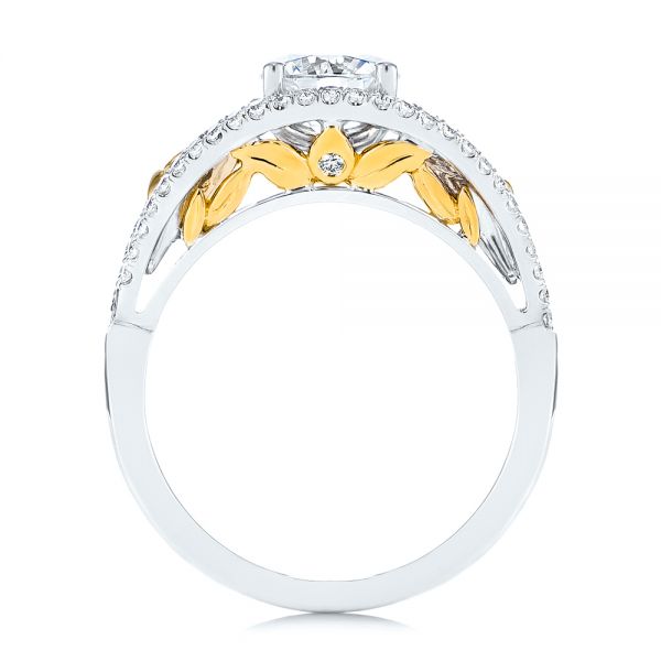 18k Yellow Gold And Platinum 18k Yellow Gold And Platinum Calla Lilly Custom Diamond Engagement Ring - Front View -  105831 - Thumbnail