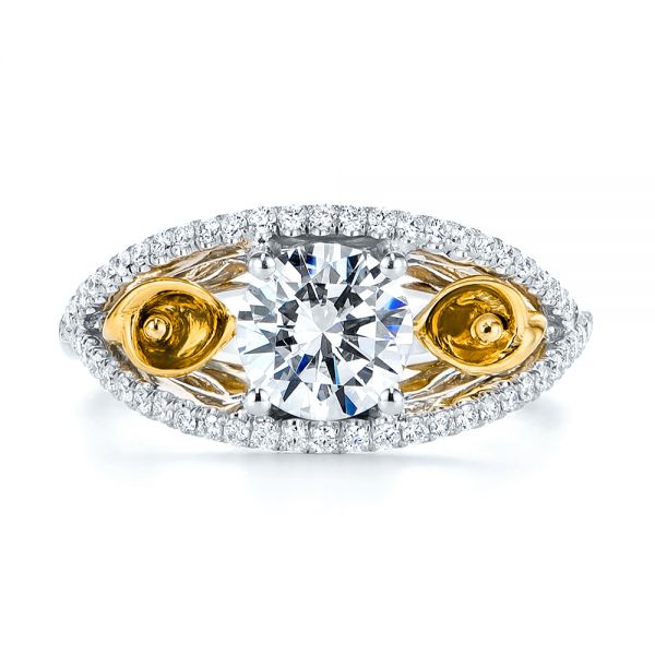 18k Yellow Gold And 18K Gold 18k Yellow Gold And 18K Gold Calla Lilly Custom Diamond Engagement Ring - Top View -  105831 - Thumbnail