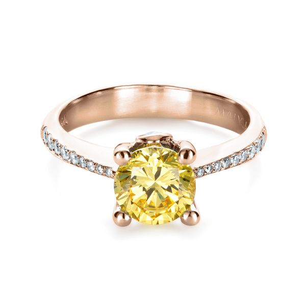 18k Rose Gold 18k Rose Gold Canary Yellow Diamond Engagement Ring - Flat View -  1291