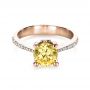 14k Rose Gold 14k Rose Gold Canary Yellow Diamond Engagement Ring - Flat View -  1291 - Thumbnail