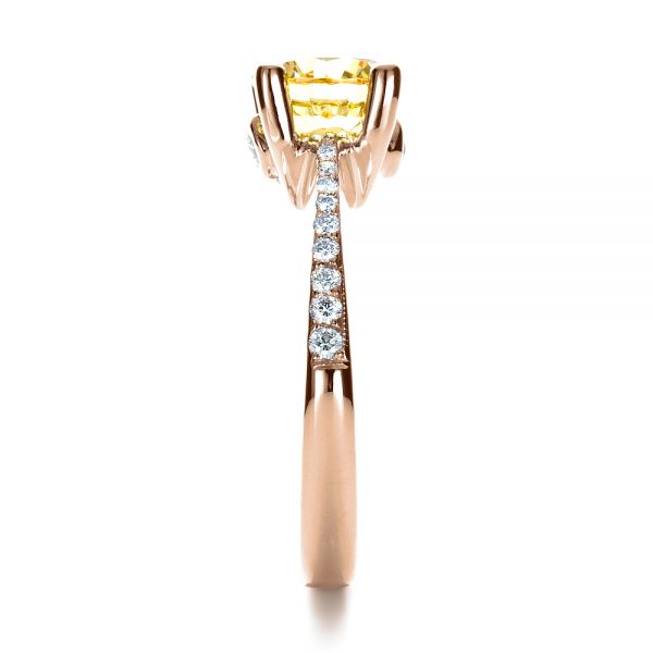 18k Rose Gold 18k Rose Gold Canary Yellow Diamond Engagement Ring - Side View -  1291
