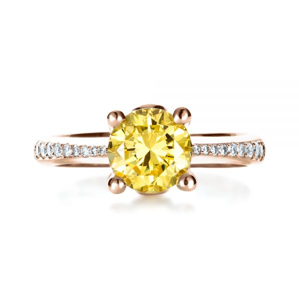 14k Rose Gold 14k Rose Gold Canary Yellow Diamond Engagement Ring - Top View -  1291