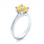 14k White Gold 14k White Gold Canary Yellow Diamond Engagement Ring - Three-Quarter View -  1291 - Thumbnail