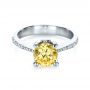 18k White Gold Canary Yellow Diamond Engagement Ring - Flat View -  1291 - Thumbnail