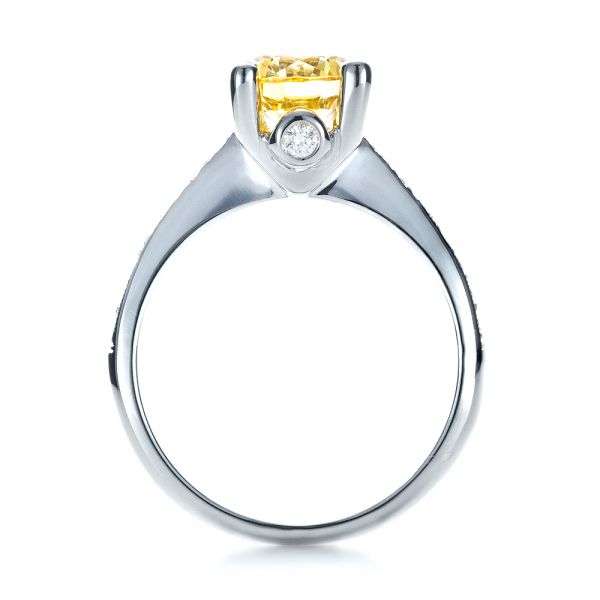 18k White Gold Canary Yellow Diamond Engagement Ring - Front View - 1291