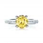 18k White Gold Canary Yellow Diamond Engagement Ring - Top View -  1291 - Thumbnail