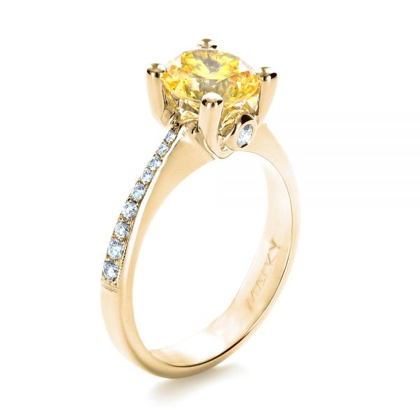 14k Yellow Gold 14k Yellow Gold Canary Yellow Diamond Engagement Ring - Three-Quarter View -  1291