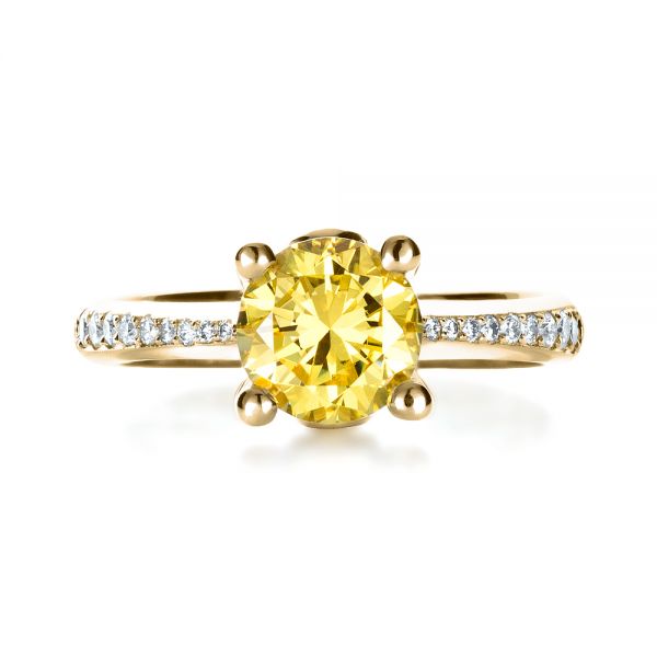 18k Yellow Gold 18k Yellow Gold Canary Yellow Diamond Engagement Ring - Top View -  1291