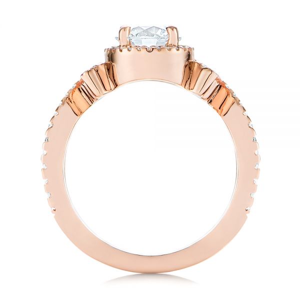 18k Rose Gold 18k Rose Gold Champagne Sapphire And Diamond Halo Engagement Ring - Front View -  105286