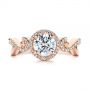 14k Rose Gold Champagne Sapphire And Diamond Halo Engagement Ring - Top View -  105286 - Thumbnail
