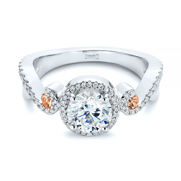 Platinum Platinum Champagne Sapphire And Diamond Halo Engagement Ring - Flat View - 105286