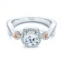 14k White Gold 14k White Gold Champagne Sapphire And Diamond Halo Engagement Ring - Flat View -  105286 - Thumbnail