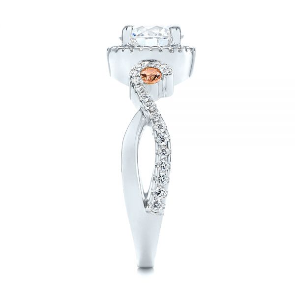 14k White Gold 14k White Gold Champagne Sapphire And Diamond Halo Engagement Ring - Side View -  105286