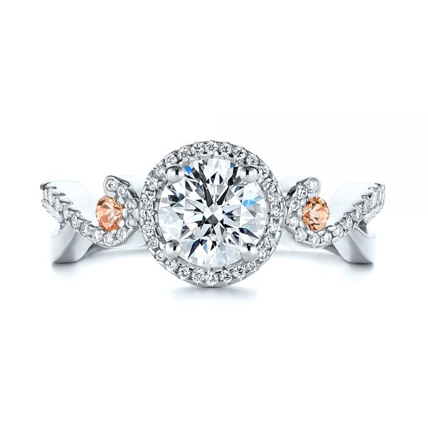  Platinum Platinum Champagne Sapphire And Diamond Halo Engagement Ring - Top View -  105286