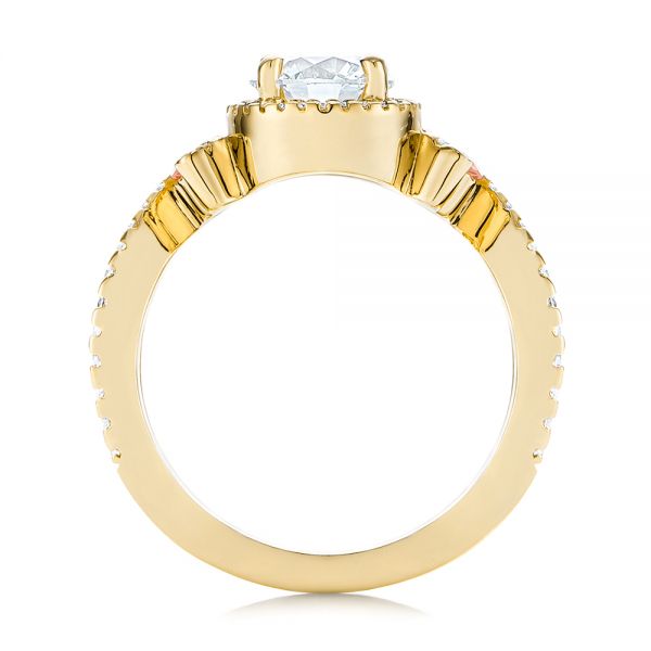 18k Yellow Gold 18k Yellow Gold Champagne Sapphire And Diamond Halo Engagement Ring - Front View -  105286