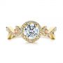 14k Yellow Gold 14k Yellow Gold Champagne Sapphire And Diamond Halo Engagement Ring - Top View -  105286 - Thumbnail