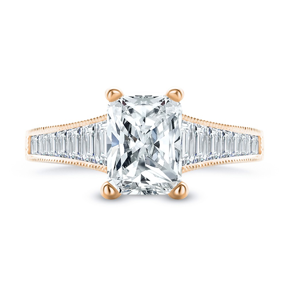 14k Rose Gold 14k Rose Gold Channel Set Diamond Engagement Ring - Top View -  108330 - Thumbnail