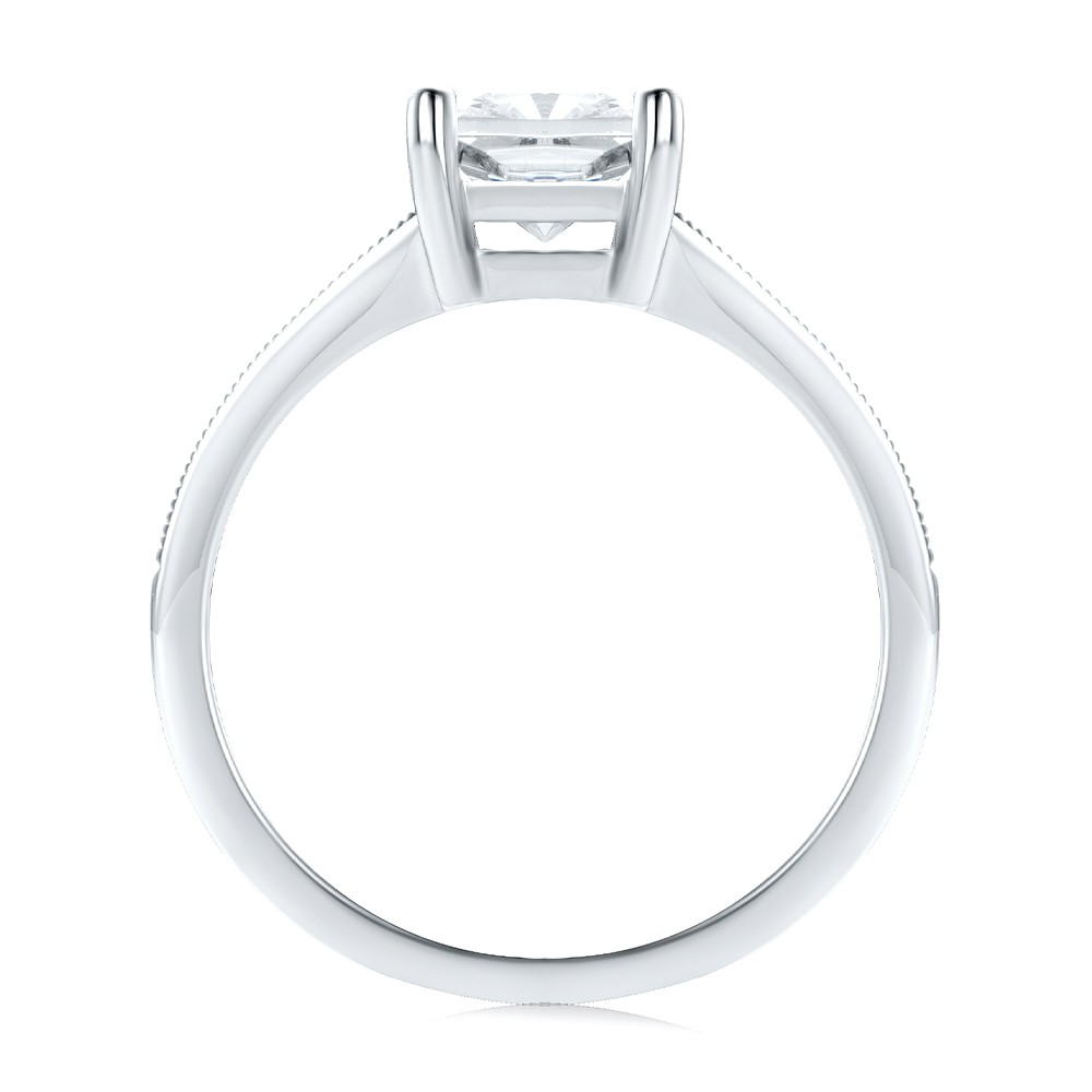 18k White Gold Channel Set Diamond Engagement Ring - Front View -  108330 - Thumbnail