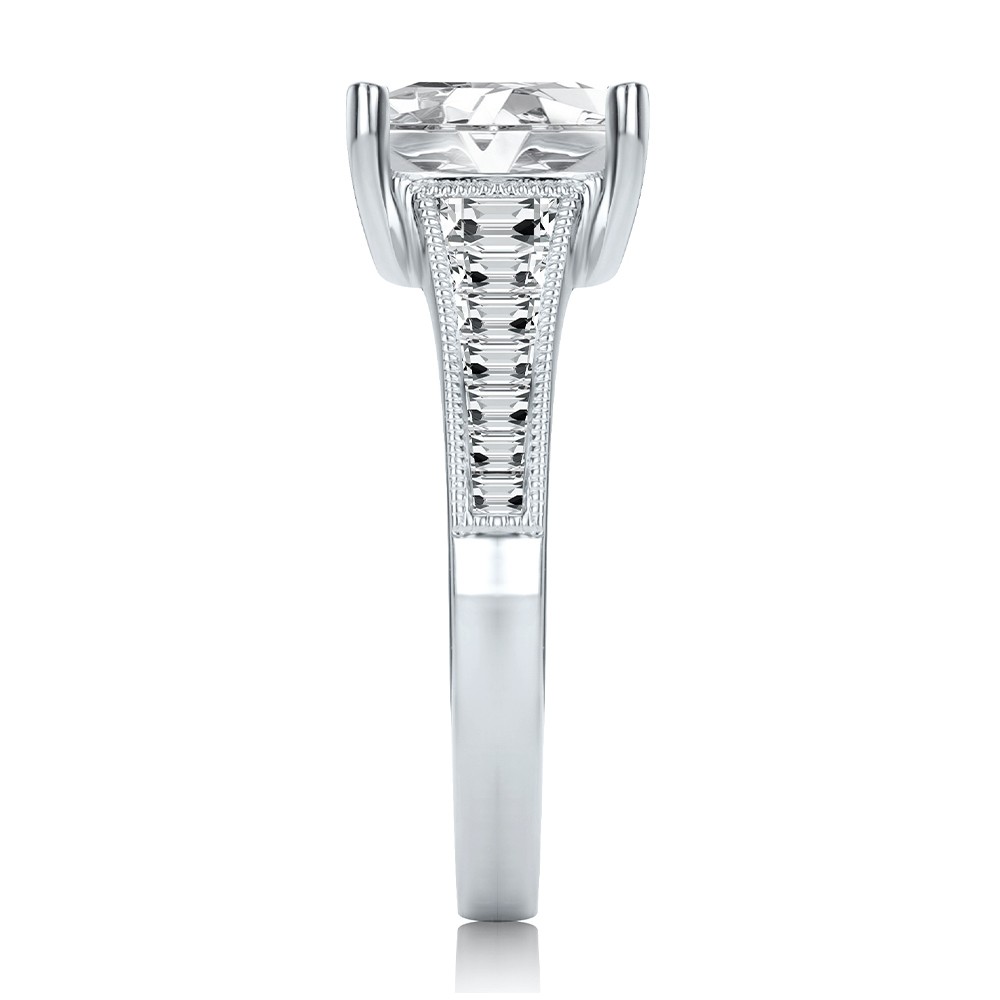 18k White Gold Channel Set Diamond Engagement Ring - Side View -  108330 - Thumbnail