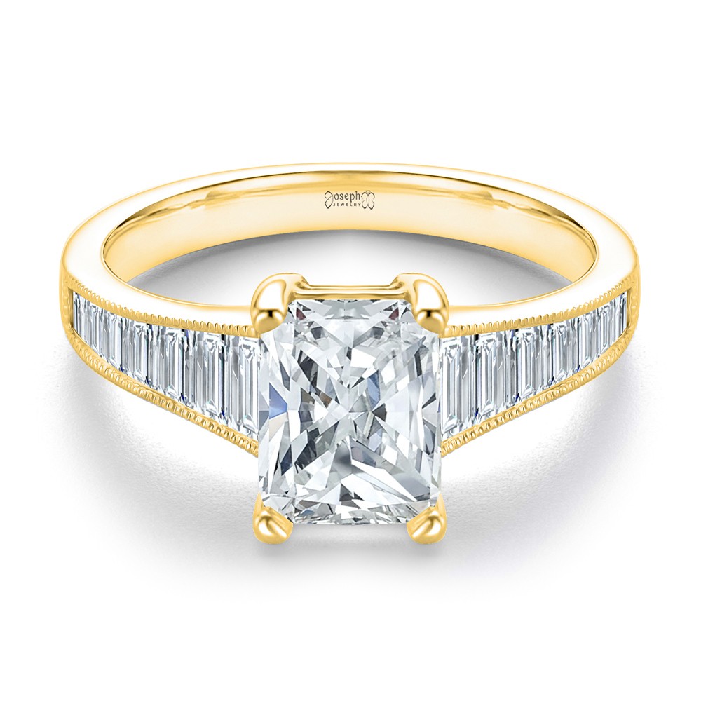 18k Yellow Gold 18k Yellow Gold Channel Set Diamond Engagement Ring - Flat View -  108330 - Thumbnail