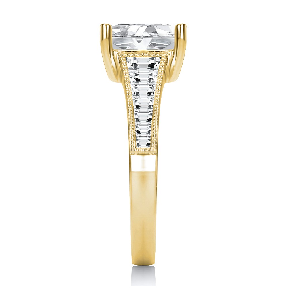 18k Yellow Gold 18k Yellow Gold Channel Set Diamond Engagement Ring - Side View -  108330 - Thumbnail