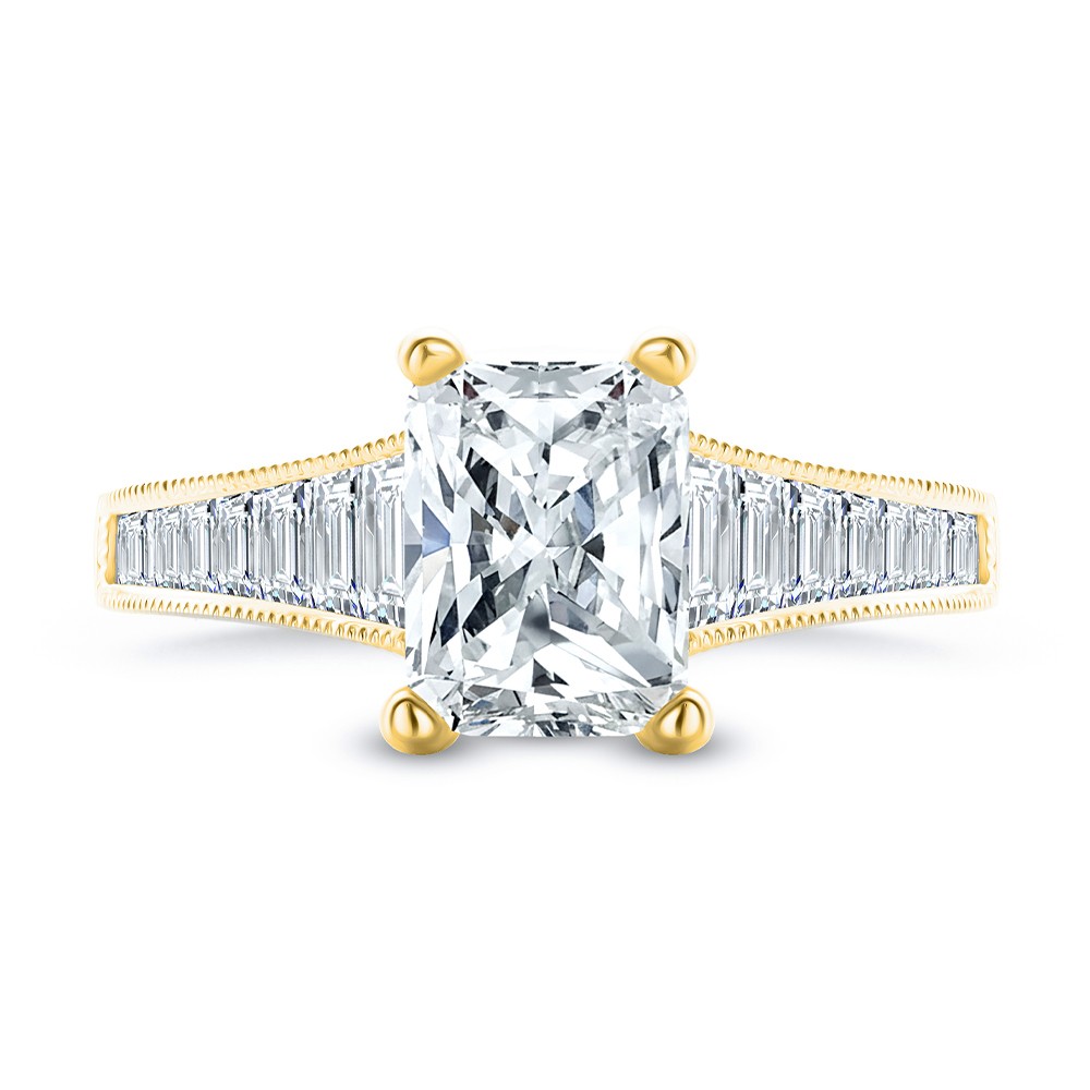 18k Yellow Gold 18k Yellow Gold Channel Set Diamond Engagement Ring - Top View -  108330 - Thumbnail