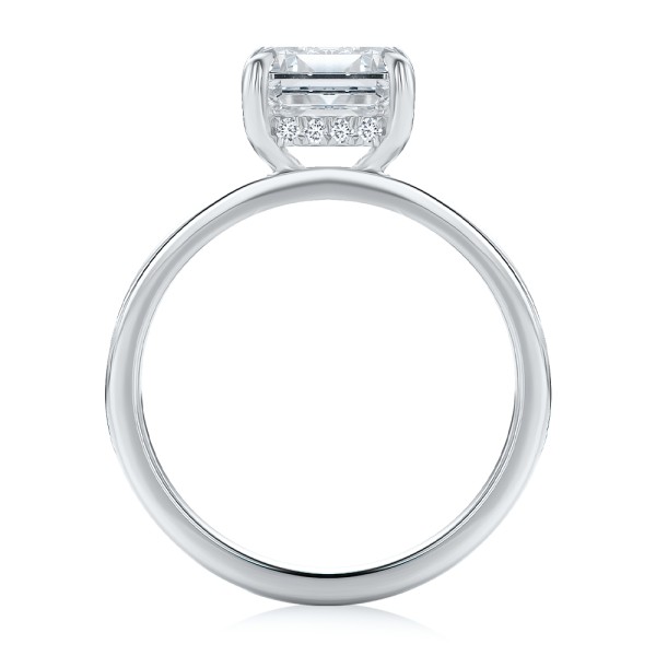 14k White Gold 14k White Gold Cigar Band Emerald Cut Diamond Engagement Ring - Front View - 108051