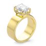 14k Yellow Gold Cigar Band Emerald Cut Diamond Engagement Ring - Three-Quarter View -  108051 - Thumbnail
