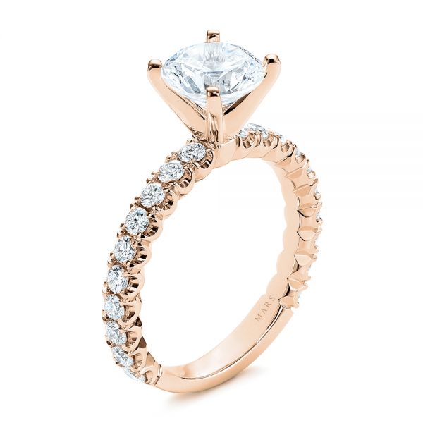 14k Rose Gold 14k Rose Gold Classic Diamond Engagement Ring - Three-Quarter View -  105320