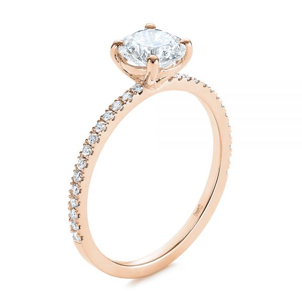 18k Rose Gold 18k Rose Gold Classic Diamond Engagement Ring - Three-Quarter View -  105747