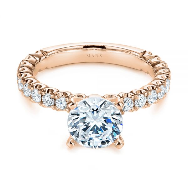 18k Rose Gold 18k Rose Gold Classic Diamond Engagement Ring - Flat View -  105320