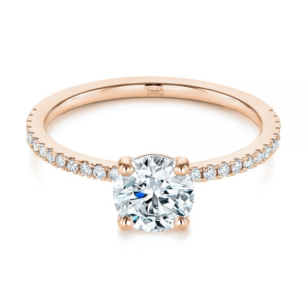 18k Rose Gold 18k Rose Gold Classic Diamond Engagement Ring - Flat View -  105747