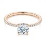 18k Rose Gold 18k Rose Gold Classic Diamond Engagement Ring - Flat View -  105747 - Thumbnail