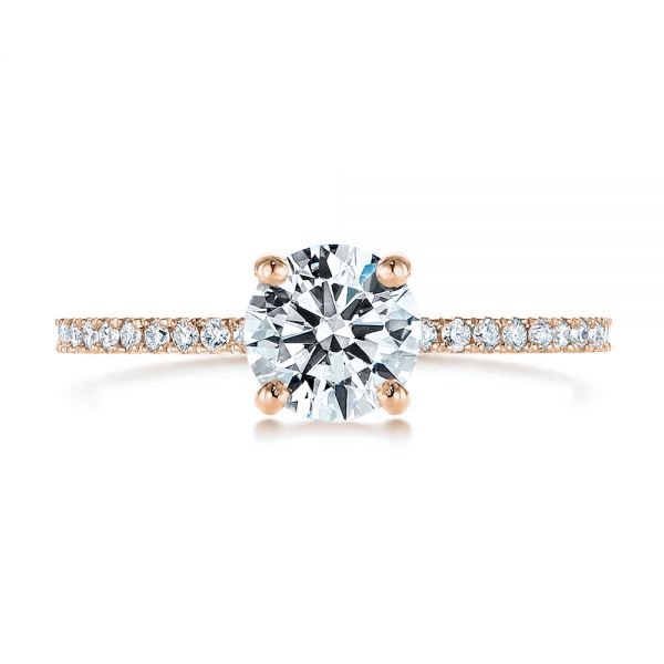 18k Rose Gold 18k Rose Gold Classic Diamond Engagement Ring - Top View -  105747