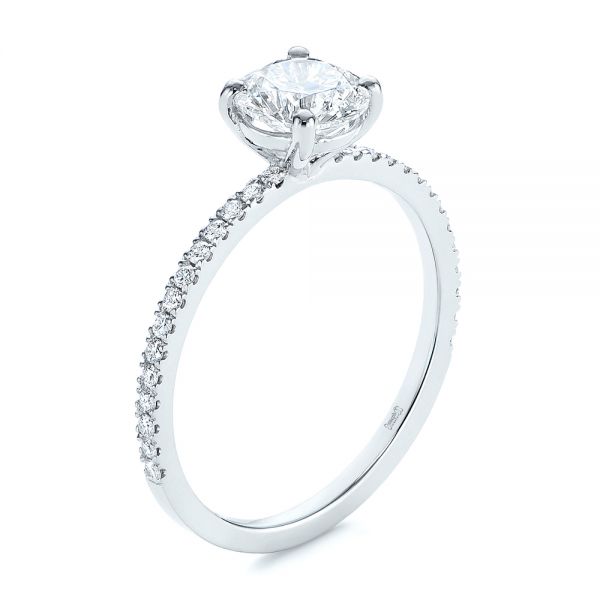 14k White Gold 14k White Gold Classic Diamond Engagement Ring - Three-Quarter View -  105747