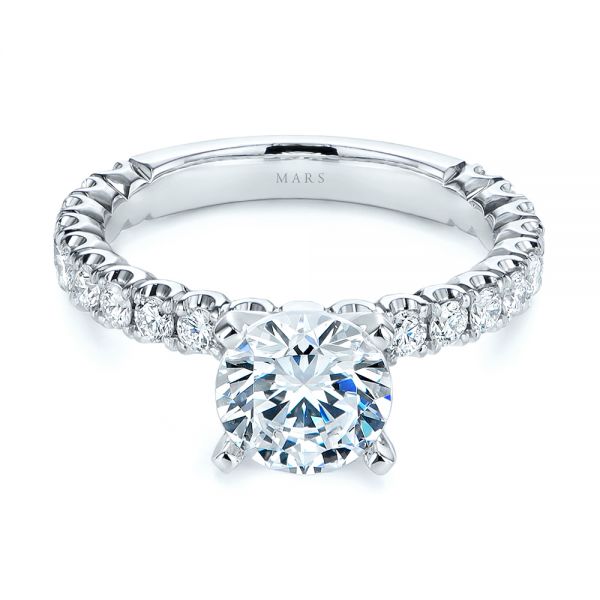 14k White Gold 14k White Gold Classic Diamond Engagement Ring - Flat View -  105320